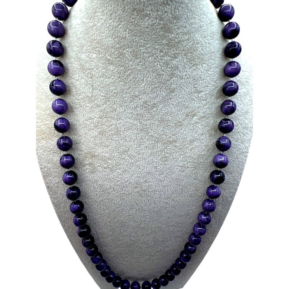 Vintage Purple Beaded Necklace    B71 - Picture 2 of 6